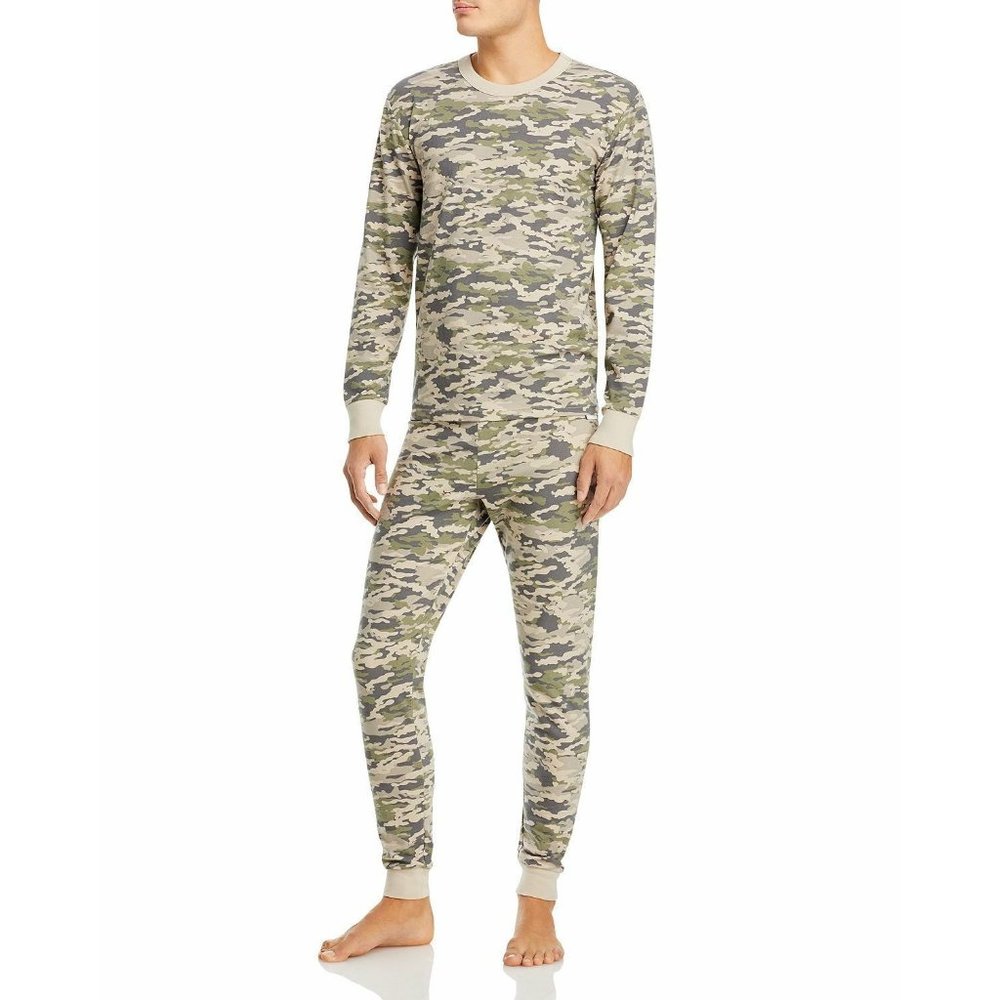HONEYDEW Mens Green Camo Brushed Jersey Pajama Set XL Stretch NWT